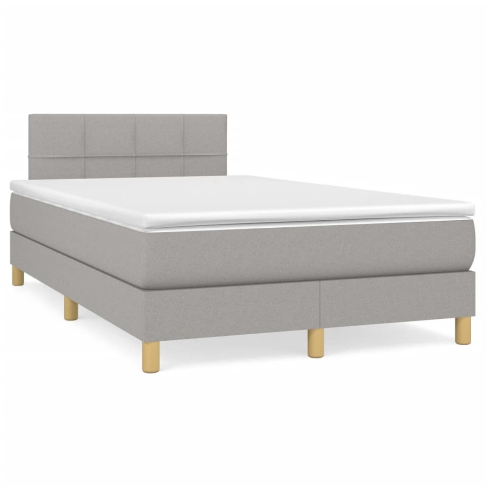 Pat box spring cu saltea, gri deschis, 120x200 cm, textil - 1 | YEO