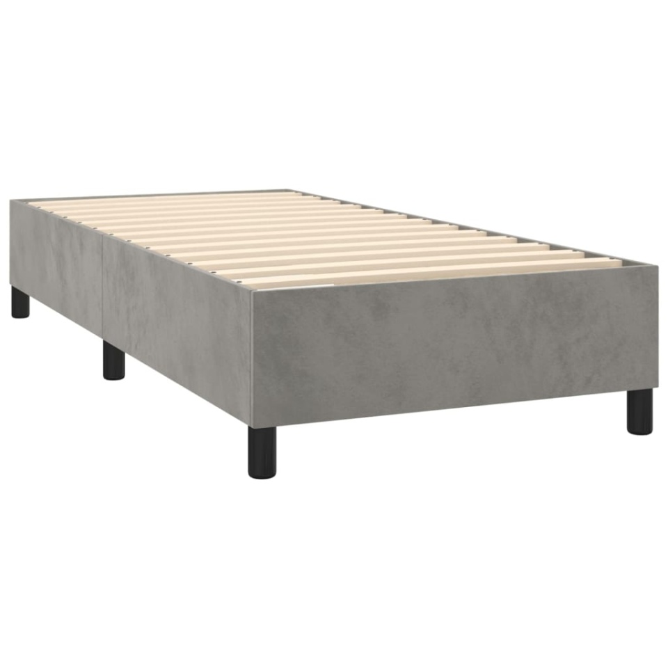 Pat box spring cu saltea, gri deschis, 90x200 cm, catifea - 3 | YEO