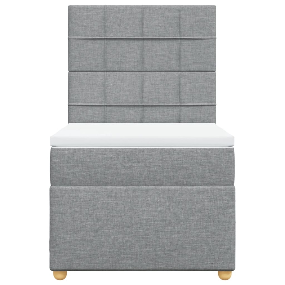 Pat box spring cu saltea, gri deschis, 90x200 cm, textil - 3 | YEO