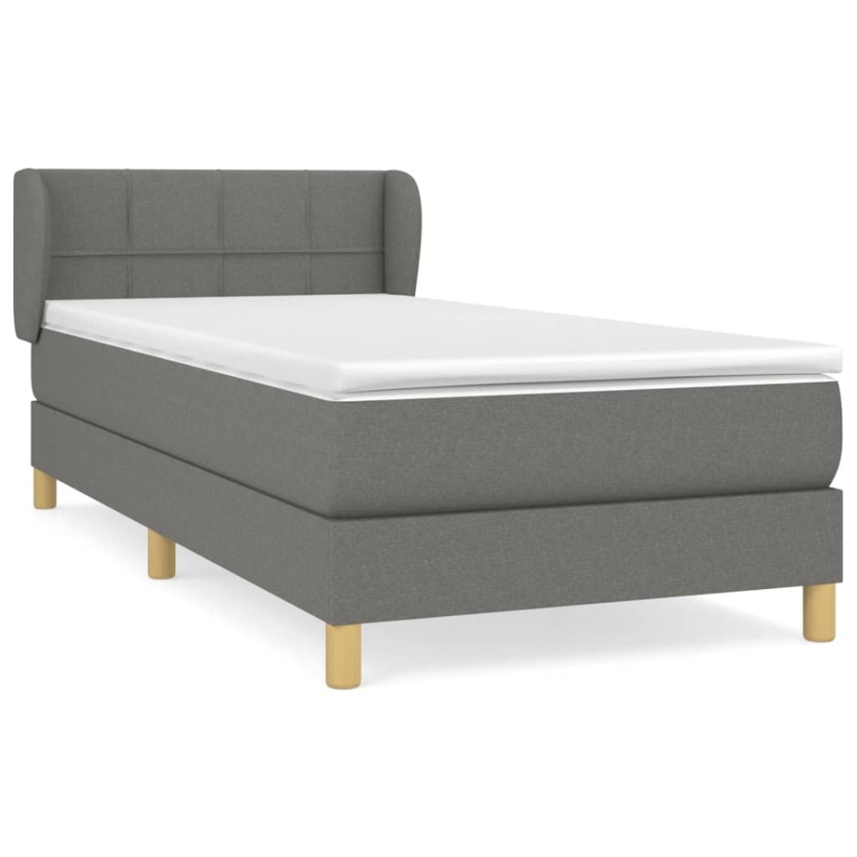 Pat box spring cu saltea, gri închis, 100x200 cm, textil - 1 | YEO