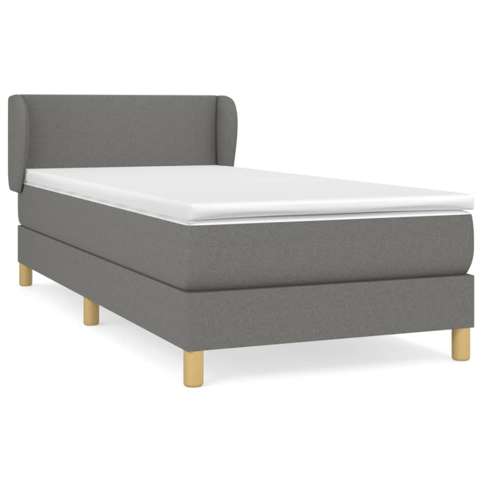 Pat box spring cu saltea, gri închis, 100x200 cm, textil - 1 | YEO
