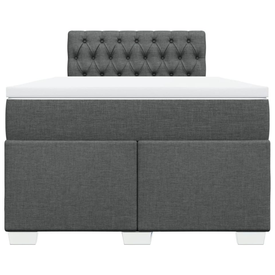 Pat box spring cu saltea, gri închis, 120x190 cm, textil - 3 | YEO
