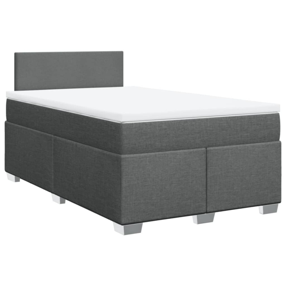 Pat box spring cu saltea, gri închis, 120x190 cm, textil - 1 | YEO