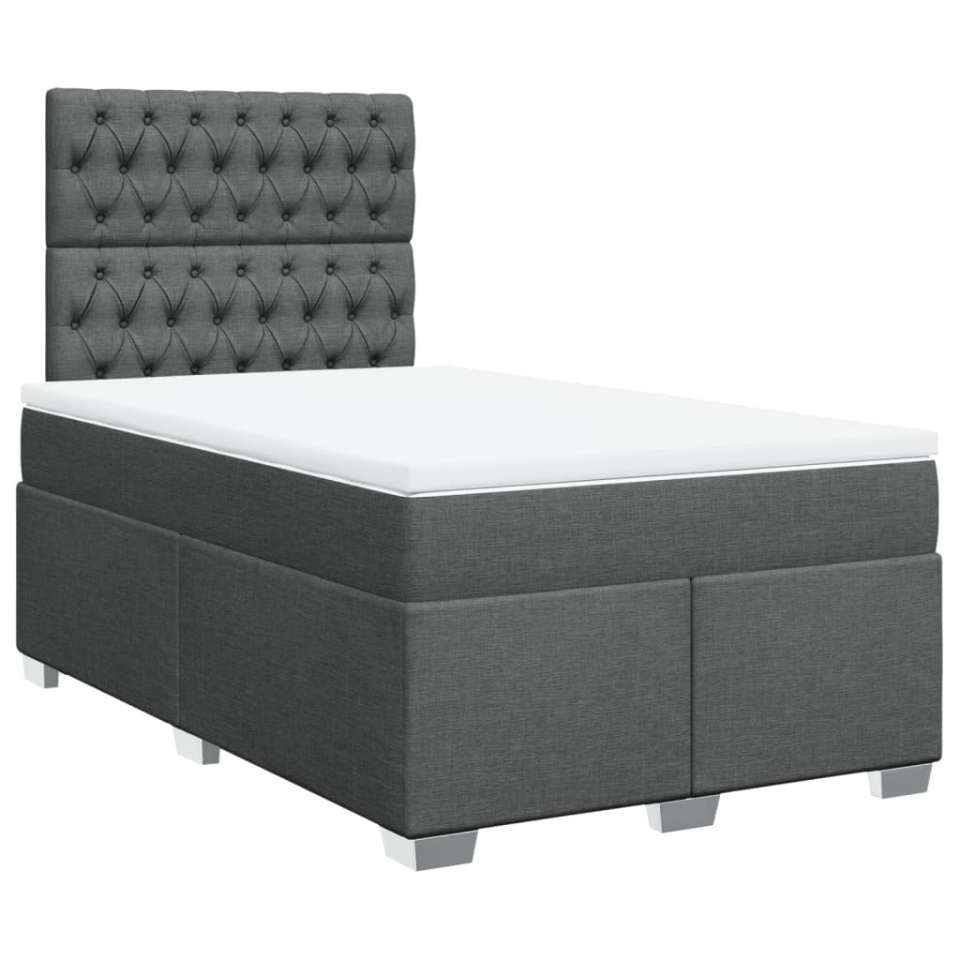Pat box spring cu saltea, gri închis, 120x190 cm, textil - 2 | YEO