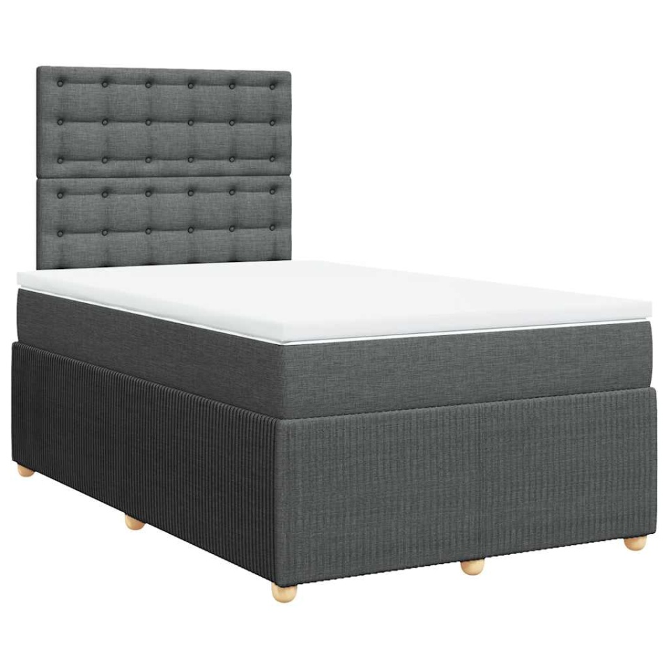 Pat box spring cu saltea, gri închis, 120x190 cm, textil - 1 | YEO