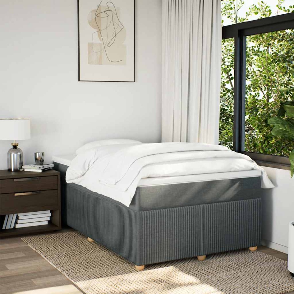 Pat box spring cu saltea, gri închis, 120x190 cm, textil - 2 | YEO