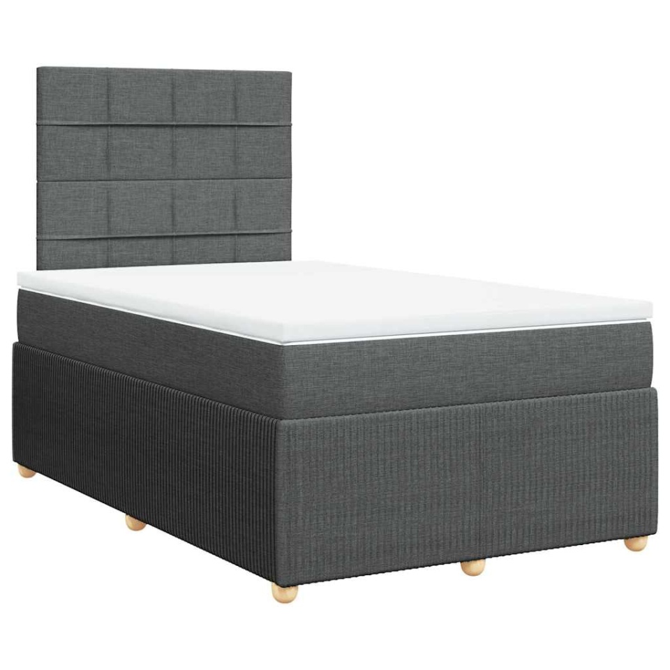 Pat box spring cu saltea, gri închis, 120x190 cm, textil - 2 | YEO