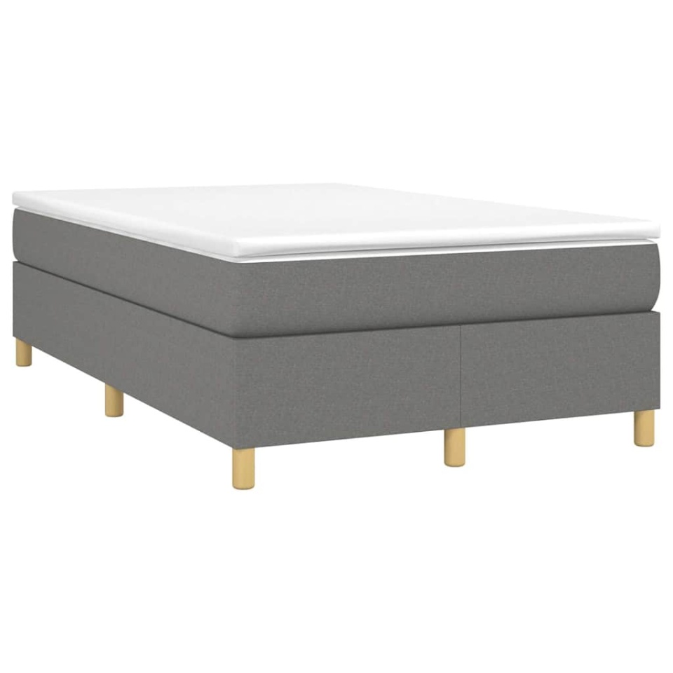 Pat box spring cu saltea, gri închis, 120x190 cm, textil - 1 | YEO
