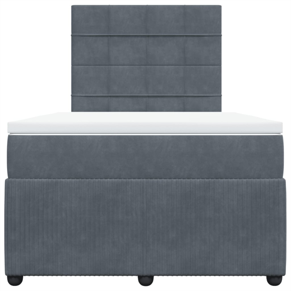 Pat box spring cu saltea, gri închis, 120x200 cm, catifea - 3 | YEO