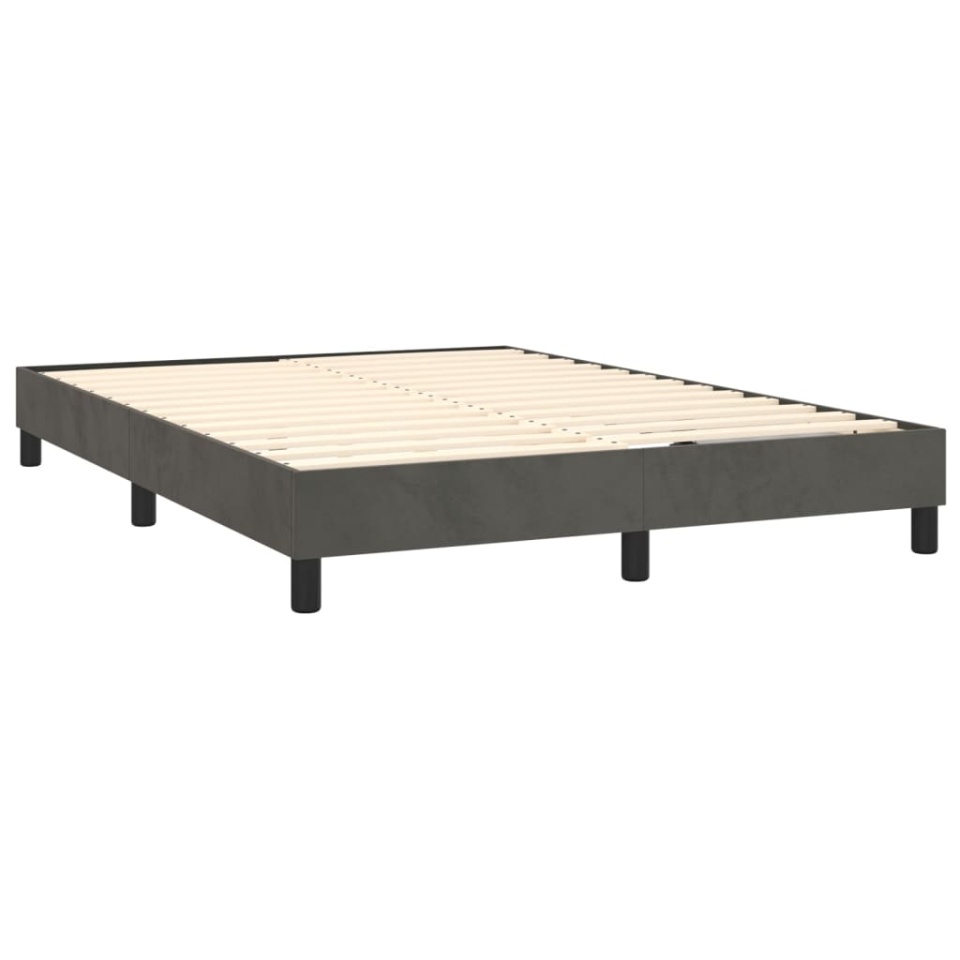 Pat box spring cu saltea, gri închis, 140x200 cm, catifea - 3 | YEO