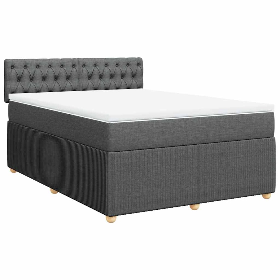 Pat box spring cu saltea, gri închis, 140x200 cm, textil - 2 | YEO