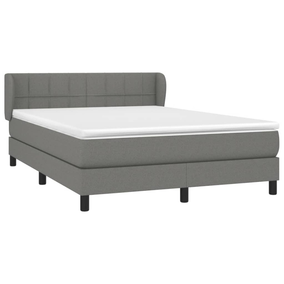 Pat box spring cu saltea, gri închis, 140x200 cm, textil - 2 | YEO