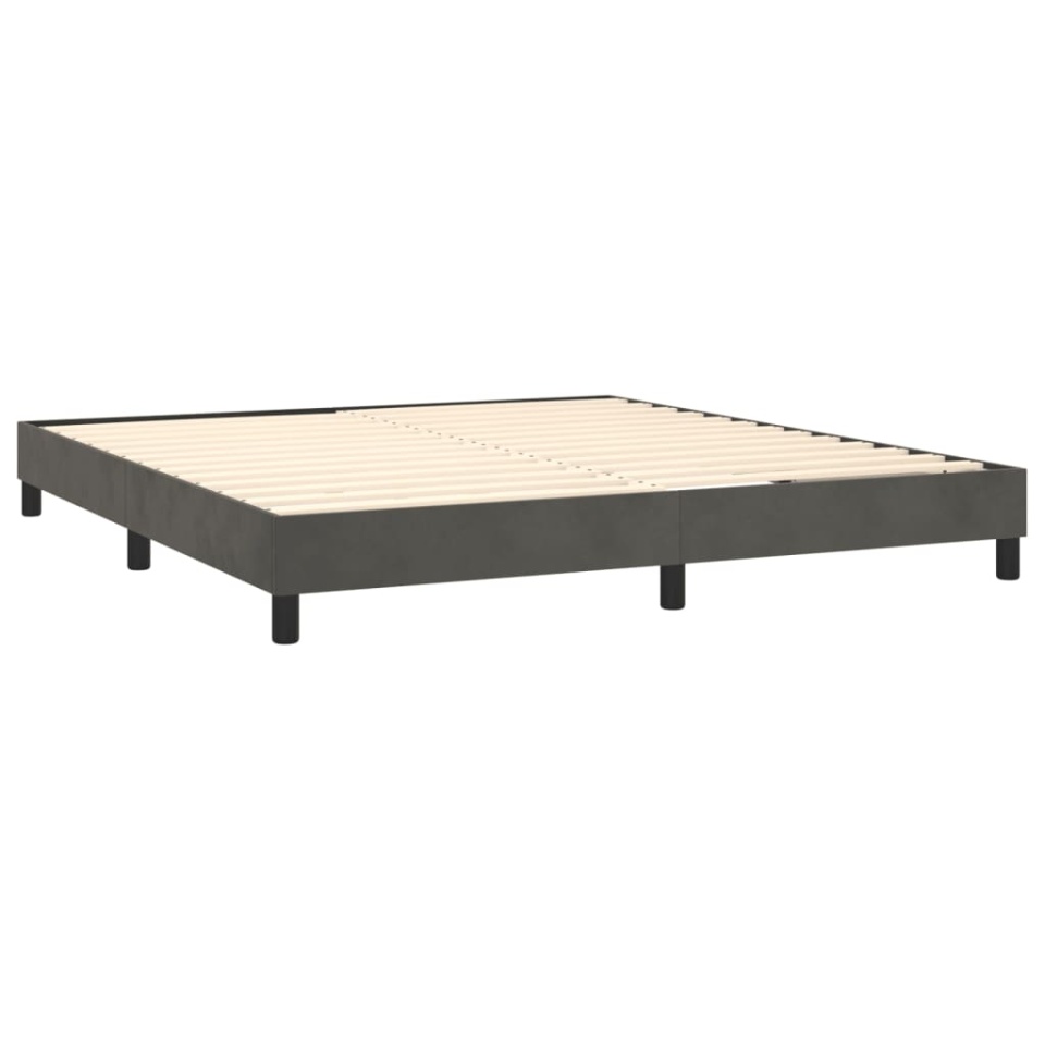 Pat box spring cu saltea, gri închis, 160x200 cm, catifea - 3 | YEO