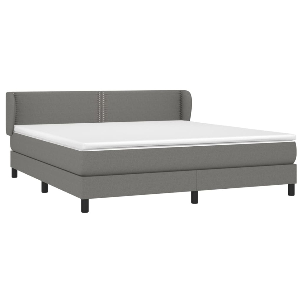 Pat box spring cu saltea gri închis 180x200 cm, material textil - 2 | YEO