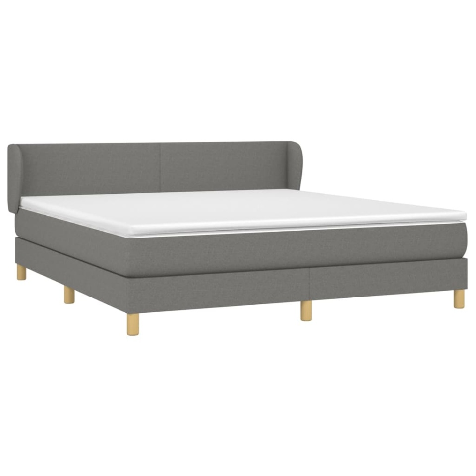 Pat box spring cu saltea, gri închis, 180x200 cm, textil - 2 | YEO