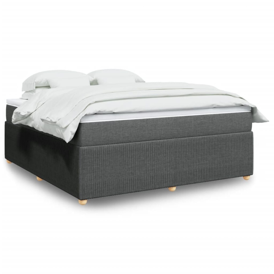 Pat box spring cu saltea, gri închis, 180x200 cm, textil