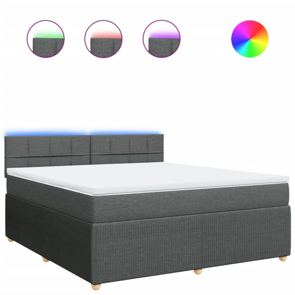Pat box spring cu saltea, gri închis, 180x200 cm, textil - 1 | YEO