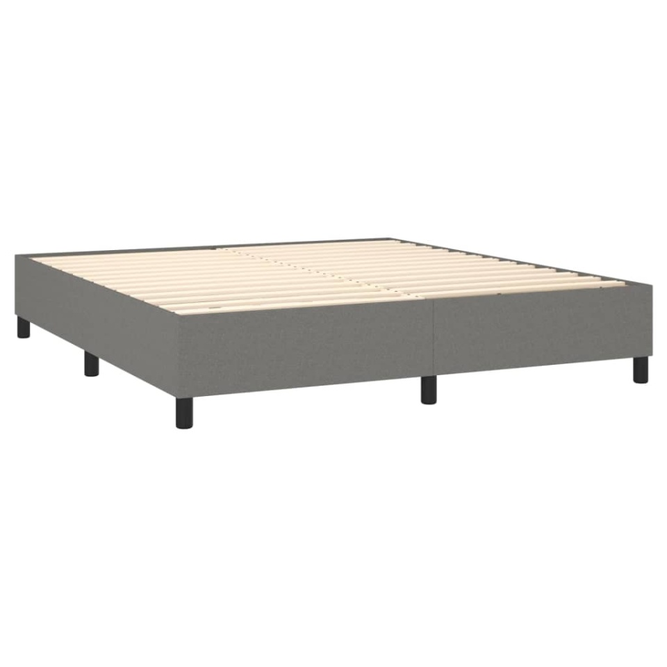 Pat box spring cu saltea, gri închis, 180x200 cm, textil - 3 | YEO