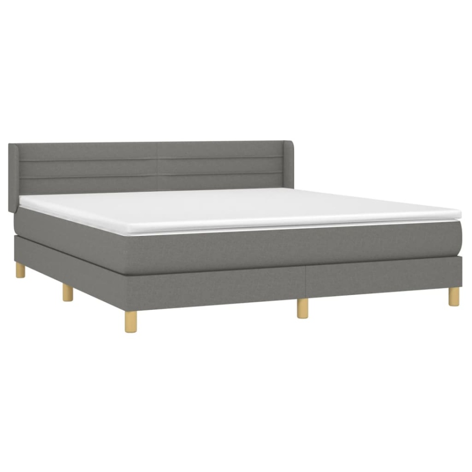 Pat box spring cu saltea, gri închis, 180x200 cm, textil - 2 | YEO