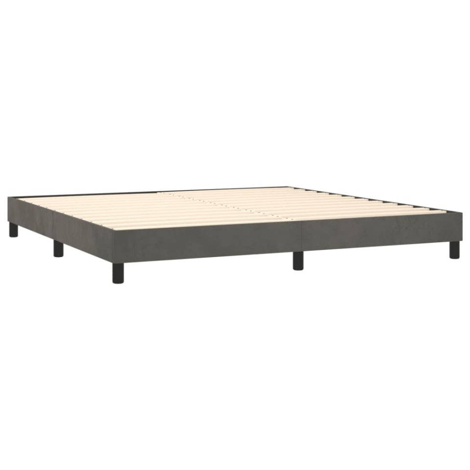 Pat box spring cu saltea, gri închis, 200x200 cm, catifea - 3 | YEO