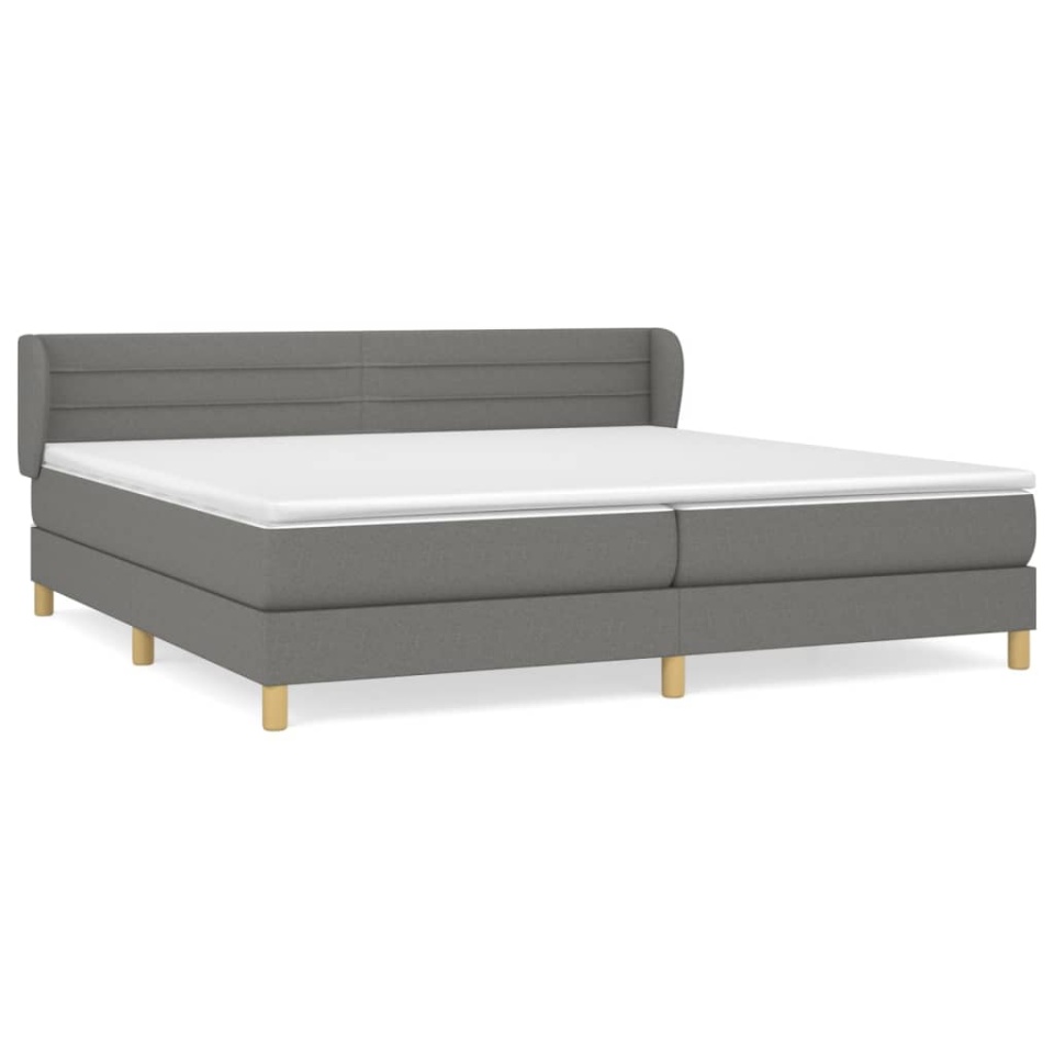 Pat box spring cu saltea, gri închis, 200x200 cm, textil - 1 | YEO