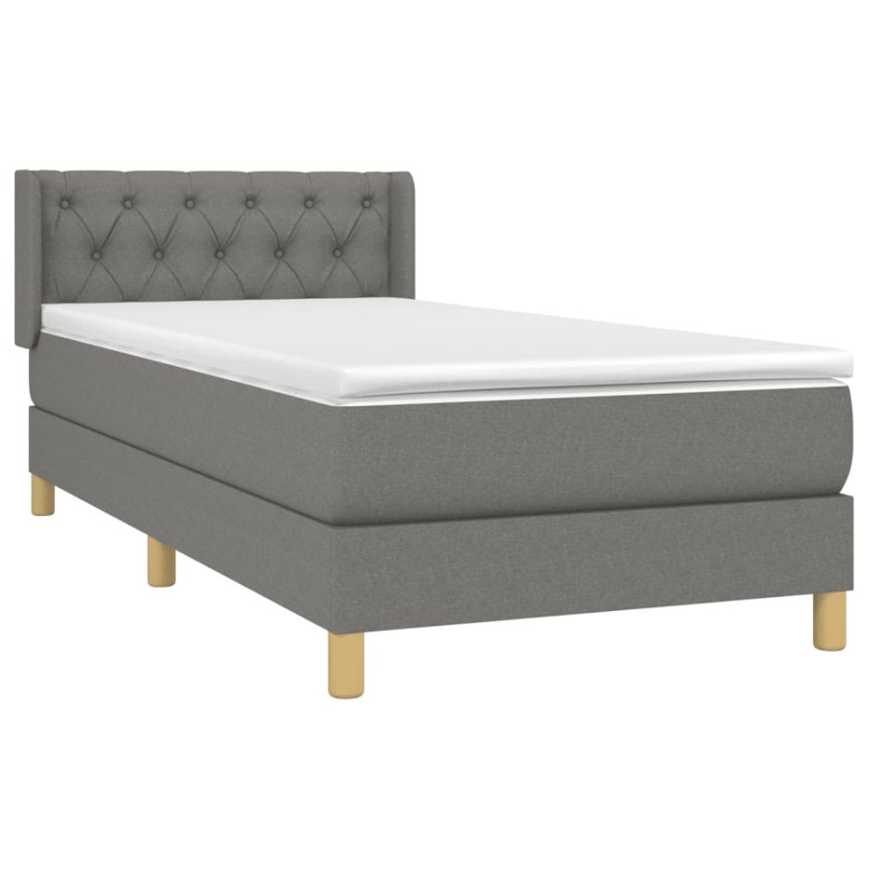 Pat box spring cu saltea, gri închis, 80x200 cm, textil - 2 | YEO