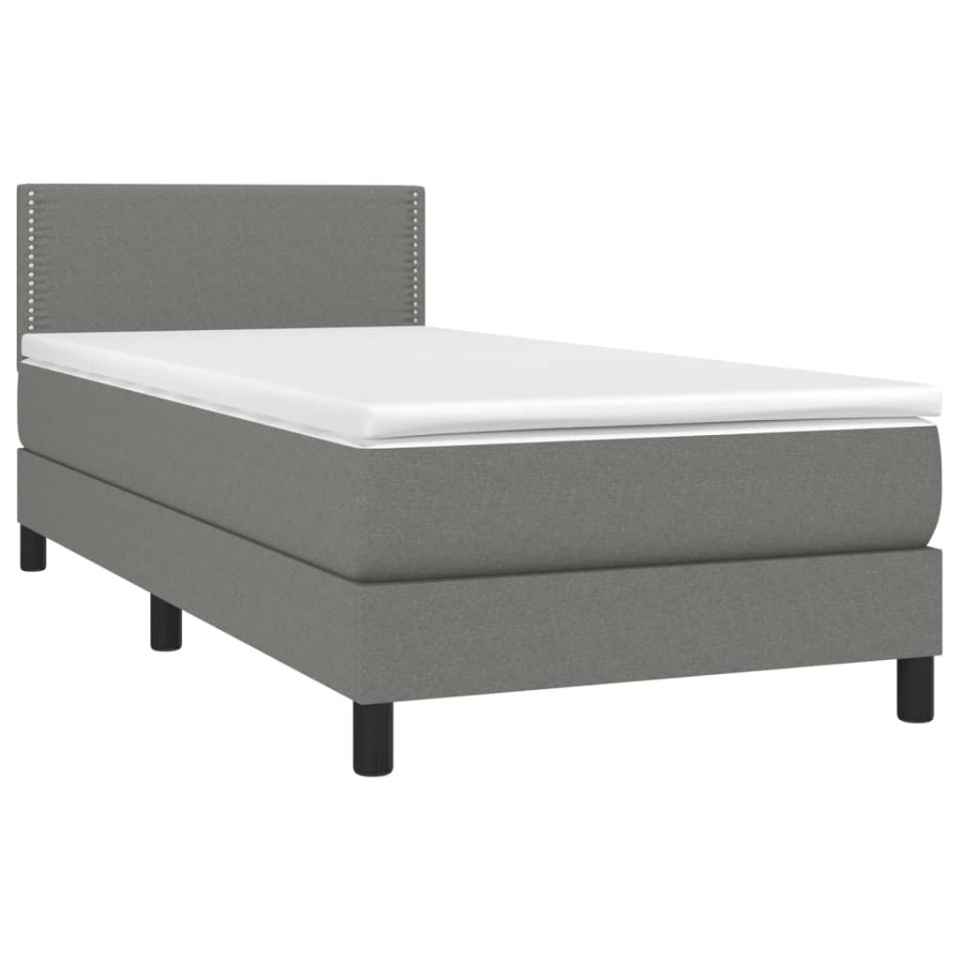 Pat box spring cu saltea, gri închis, 90x190 cm, textil - 2 | YEO