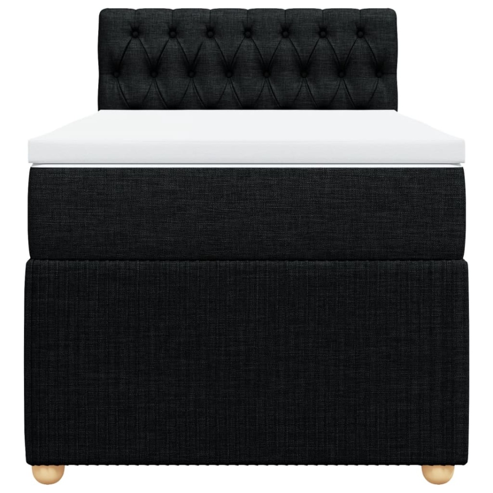 Pat box spring cu saltea, negru, 100x200 cm, textil - 3 | YEO