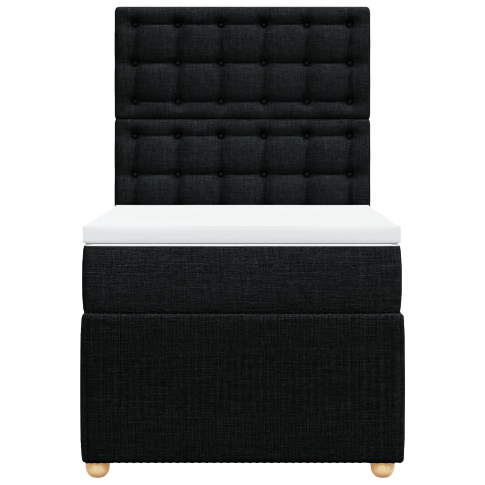 Pat box spring cu saltea, negru, 100x200 cm, textil - 4 | YEO