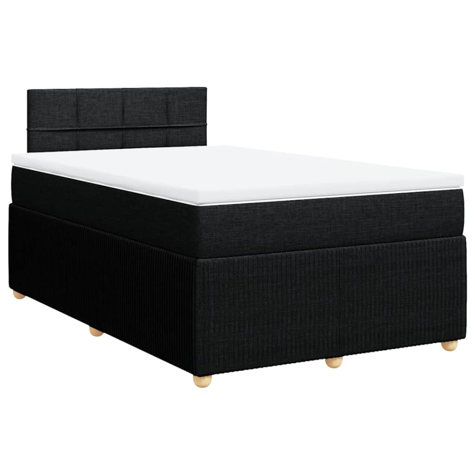 Pat box spring cu saltea, negru, 120x190 cm, catifea - 1 | YEO