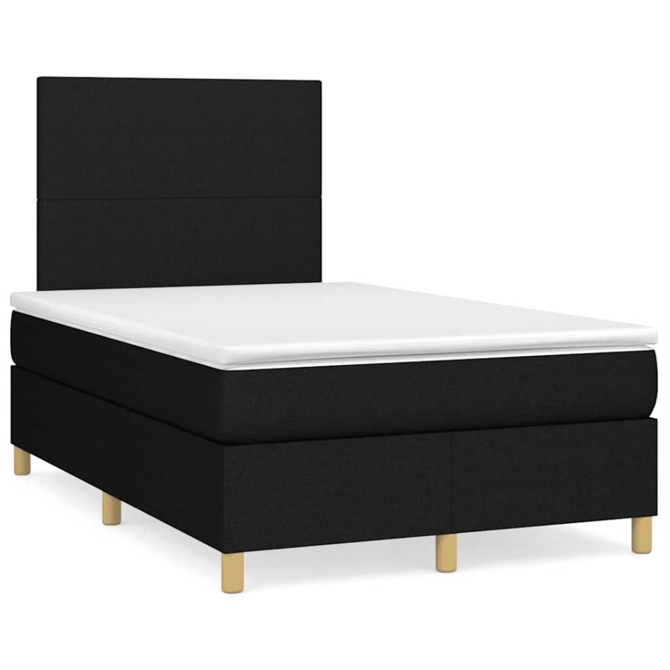 Pat box spring cu saltea, negru, 120x190 cm, catifea