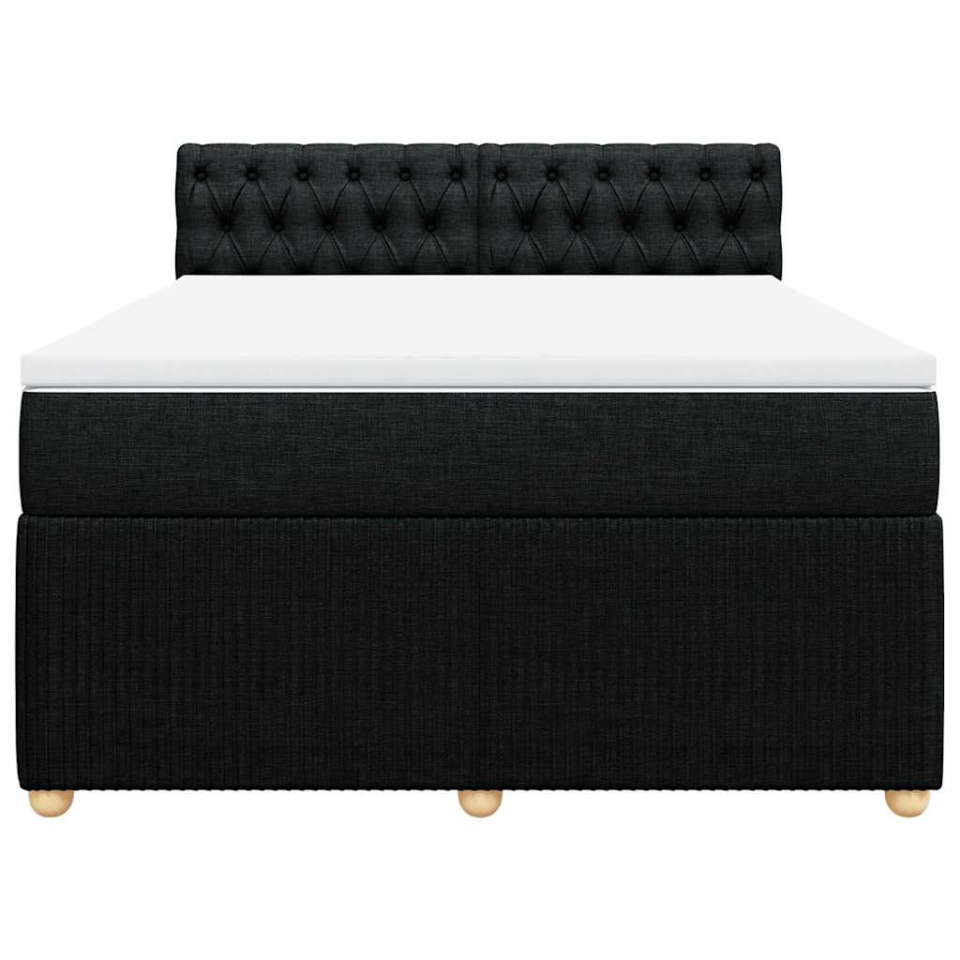 Pat box spring cu saltea, negru, 140x190 cm, textil - 3 | YEO
