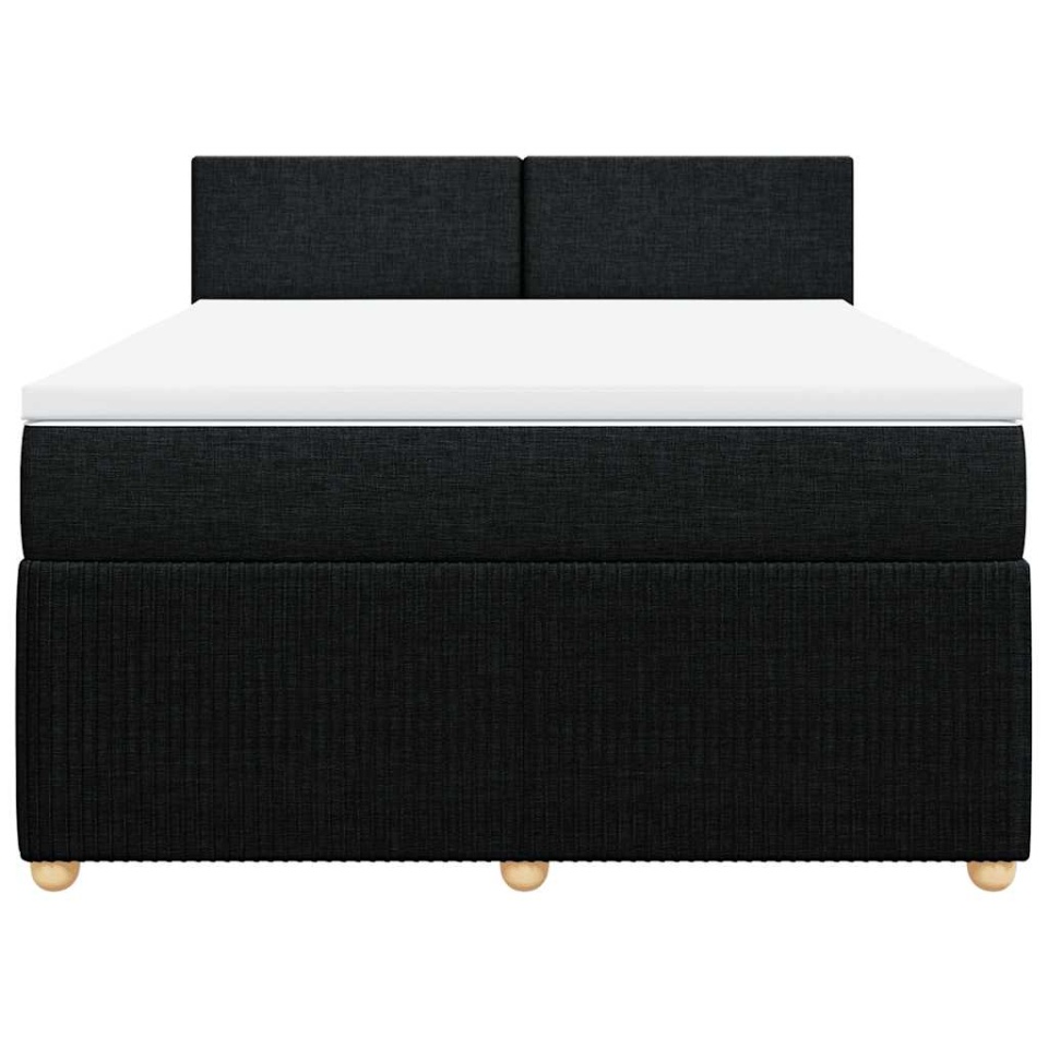 Pat box spring cu saltea, negru, 140x190 cm, textil - 3 | YEO