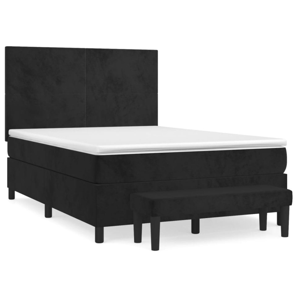 Pat box spring cu saltea, negru, 140x200 cm, catifea - 1 | YEO