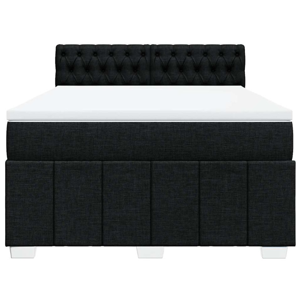 Pat box spring cu saltea, negru, 140x200 cm, textil - 3 | YEO