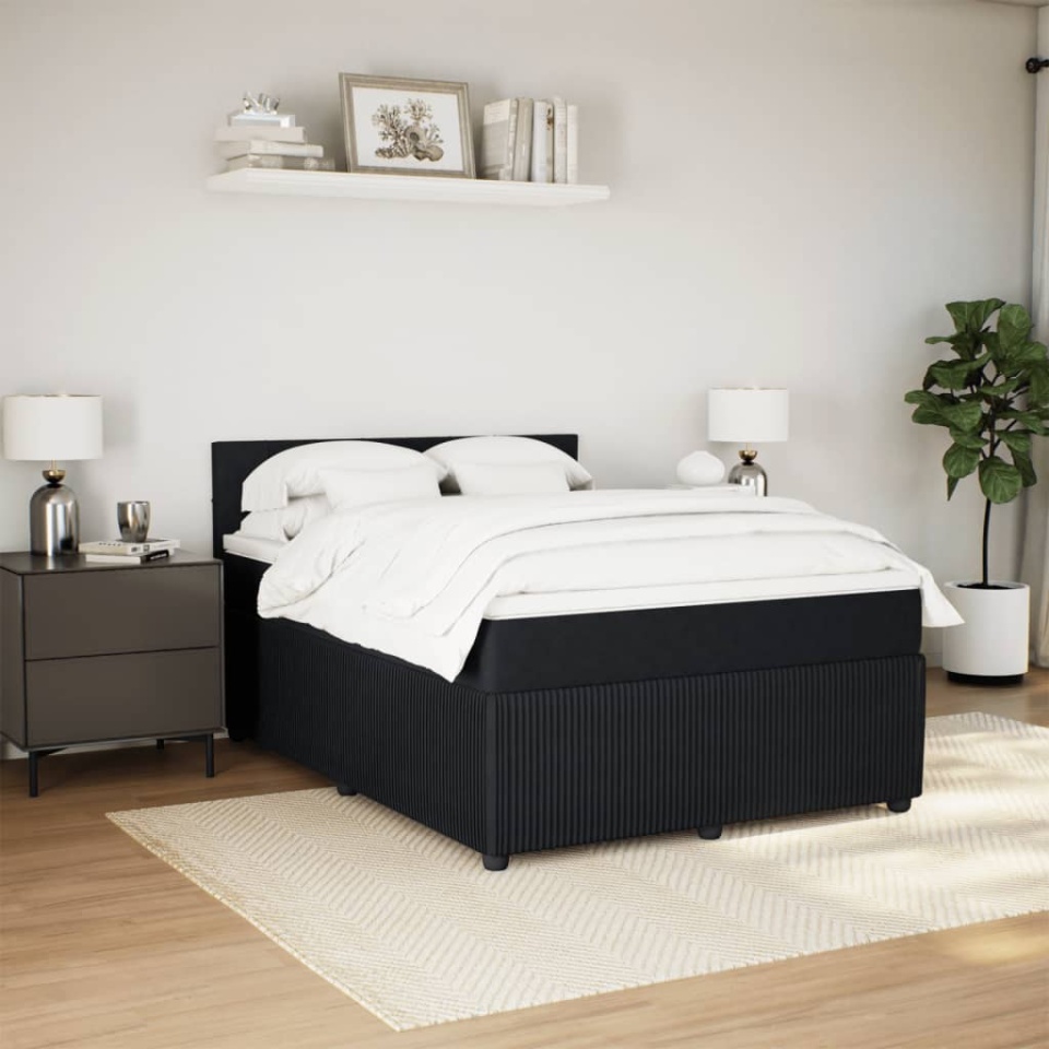 Pat box spring cu saltea, negru, 160x200 cm, catifea - 2 | YEO