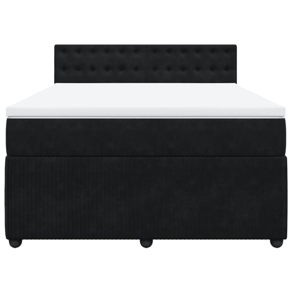 Pat box spring cu saltea, negru, 160x200 cm, catifea - 3 | YEO
