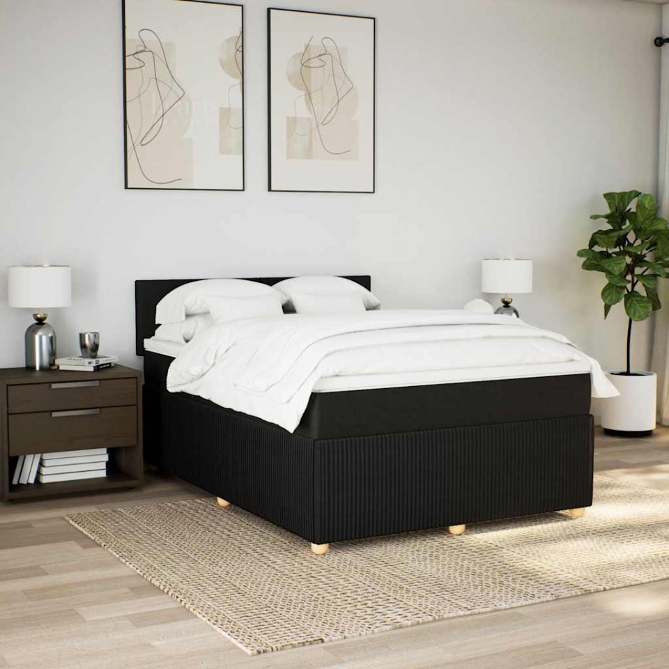 Pat box spring cu saltea, negru, 160x200 cm, textil - 3 | YEO