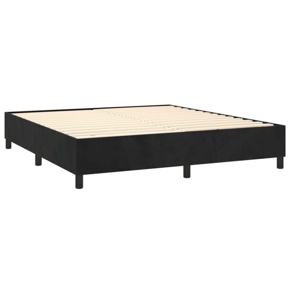 Pat box spring cu saltea, negru, 180x200 cm, catifea - 3 | YEO