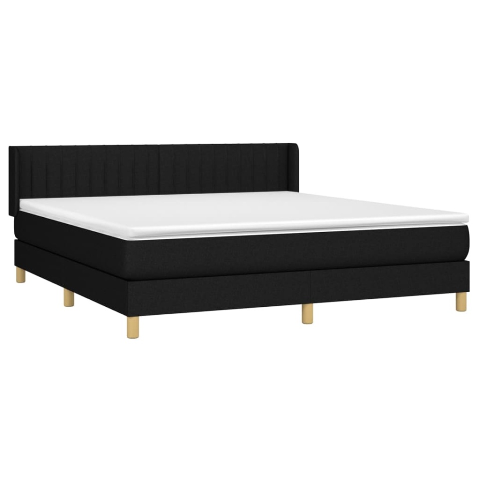 Pat box spring cu saltea, negru, 180x200 cm, catifea - 2 | YEO