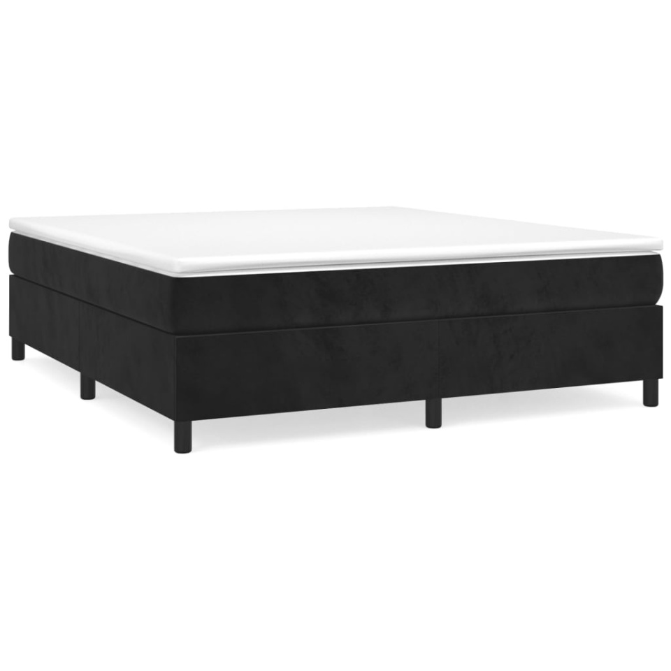 Pat box spring cu saltea, negru, 200x200 cm, catifea - 1 | YEO