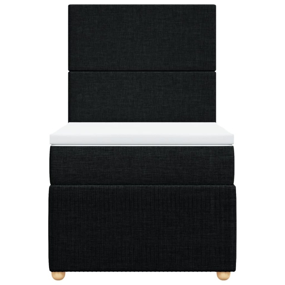 Pat box spring cu saltea, negru, 80x200 cm, textil - 3 | YEO
