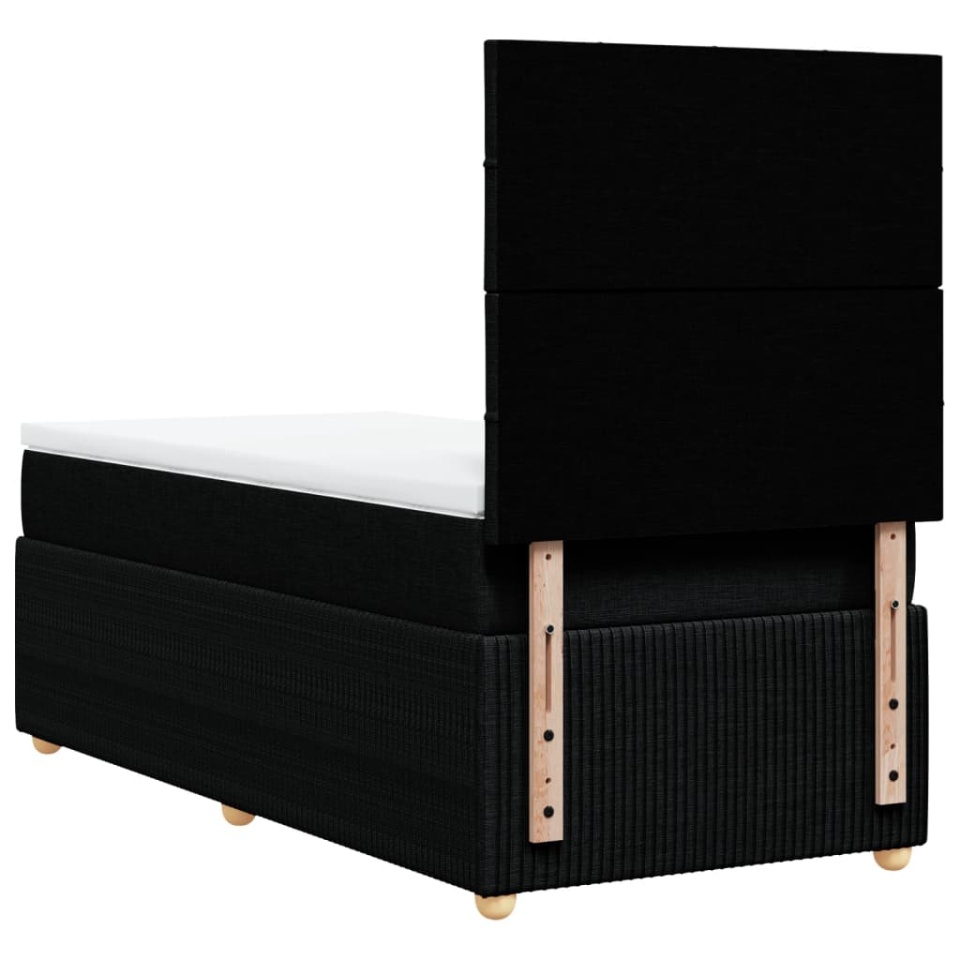 Pat box spring cu saltea, negru, 80x200 cm, textil - 4 | YEO