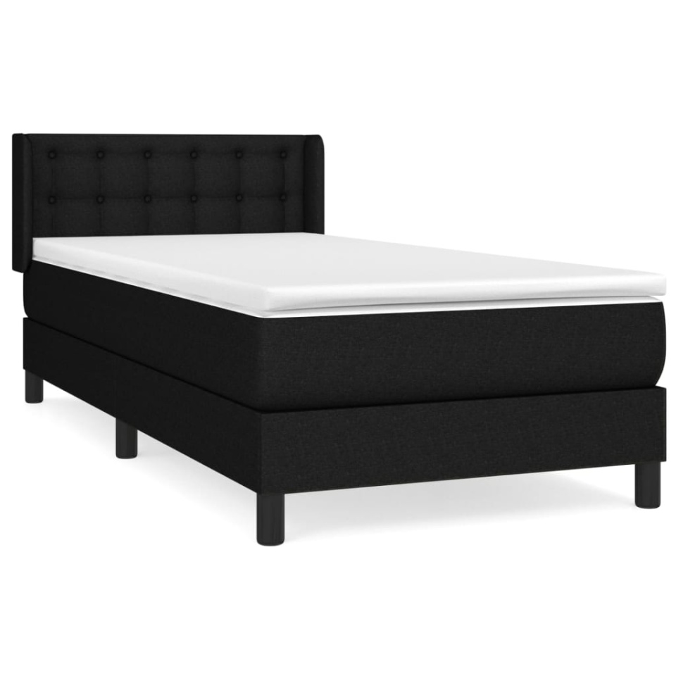 Pat box spring cu saltea, negru, 80x200 cm, textil - 1 | YEO