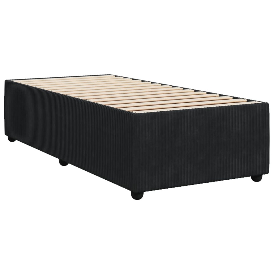 Pat box spring cu saltea, negru, 90x190 cm, catifea - 4 | YEO