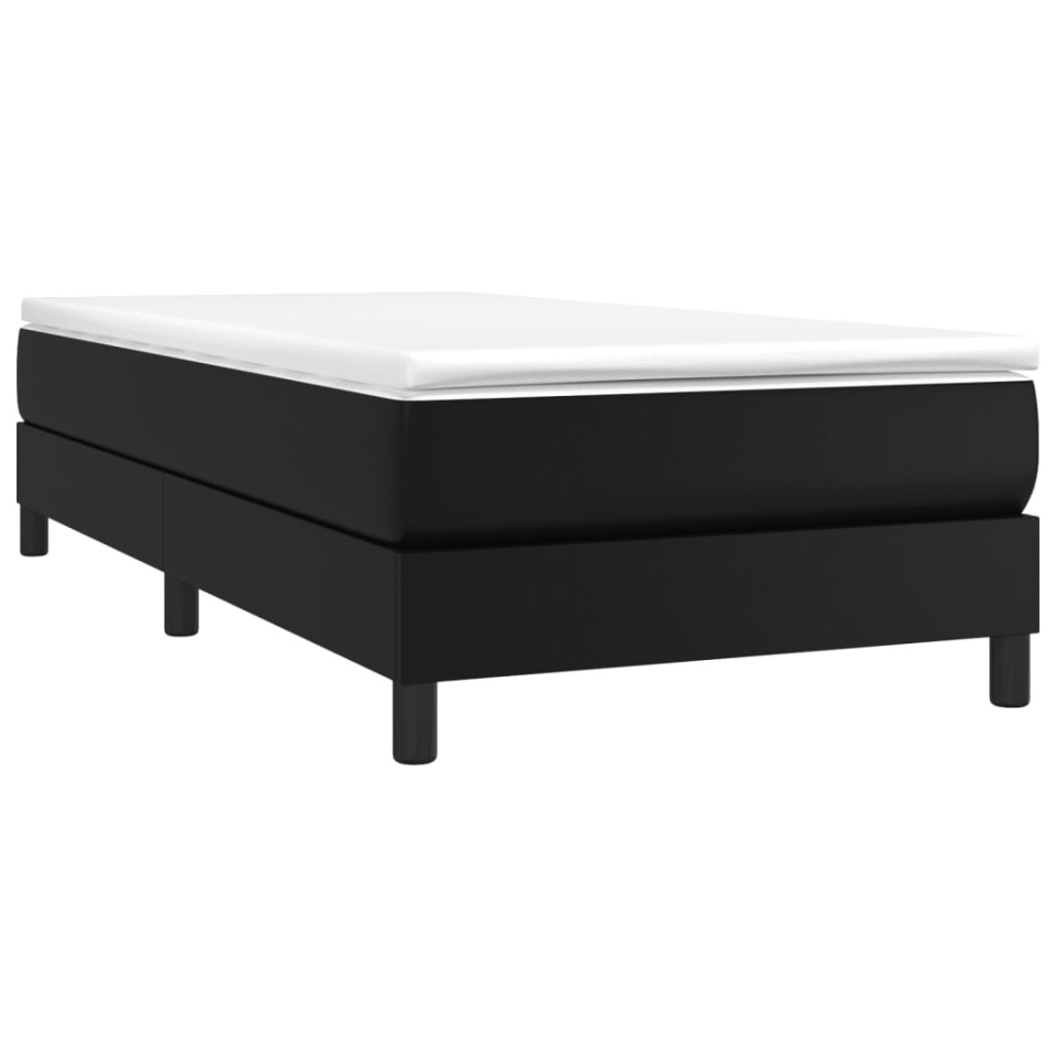 Pat box spring cu saltea, negru, 90x190 cm, piele ecologică - 2 | YEO
