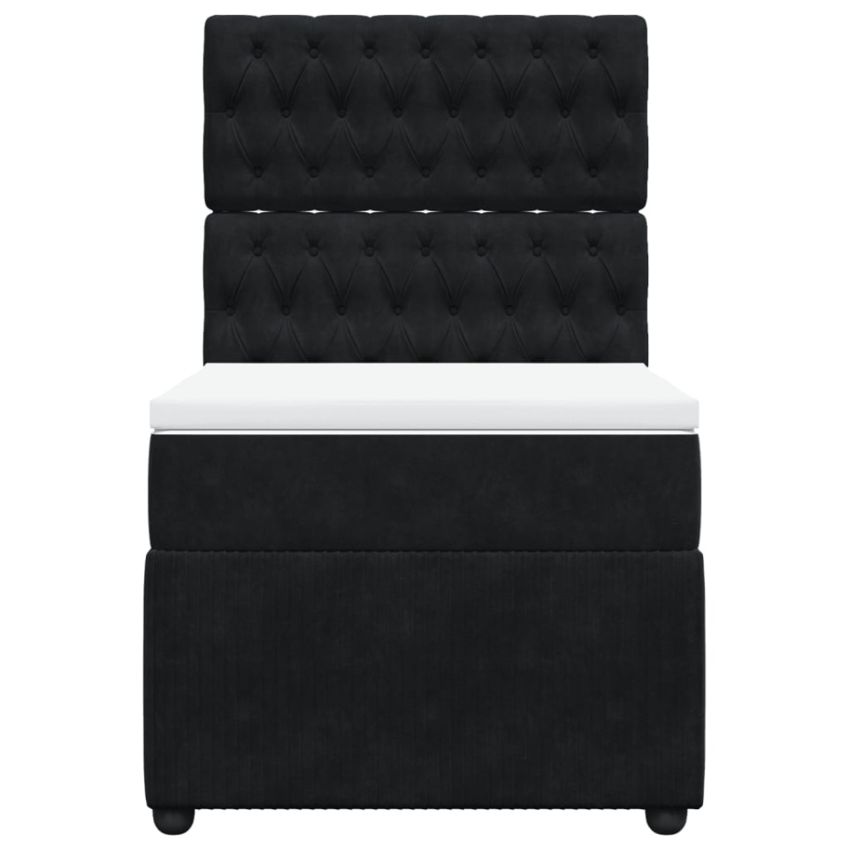Pat box spring cu saltea, negru, 90x200 cm, catifea - 3 | YEO