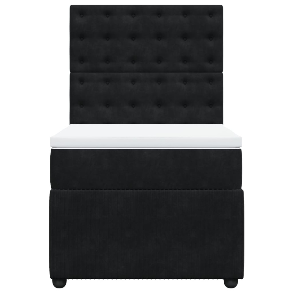 Pat box spring cu saltea, negru, 90x200 cm, catifea - 4 | YEO