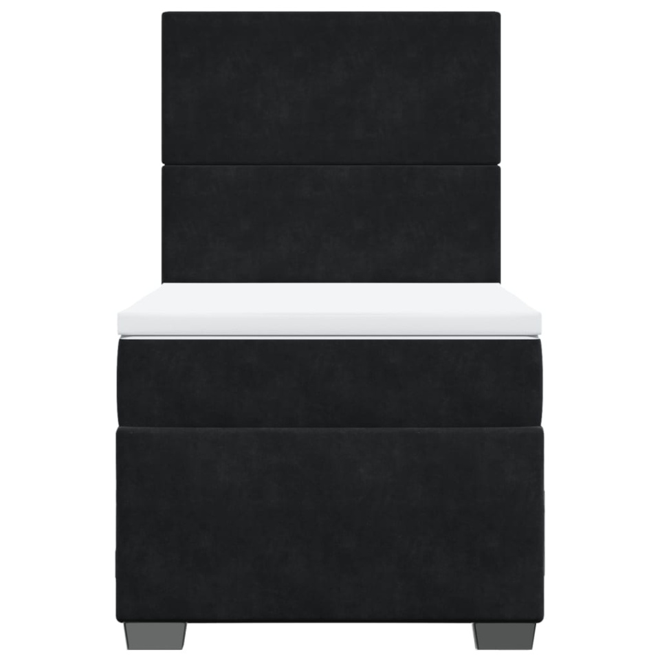 Pat box spring cu saltea, negru, 90x200 cm, catifea - 4 | YEO