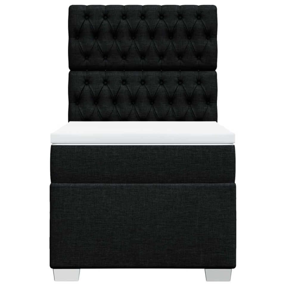 Pat box spring cu saltea, negru, 90x200 cm, textil - 3 | YEO